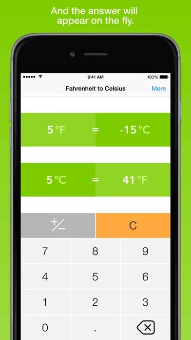 Capturas de tela do Fahrenheit To Celsius, the fastest temperature converter