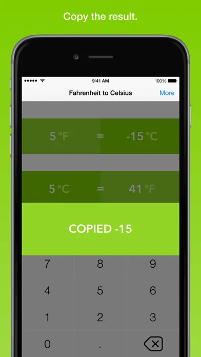 Capturas de tela do Fahrenheit To Celsius, the fastest temperature converter