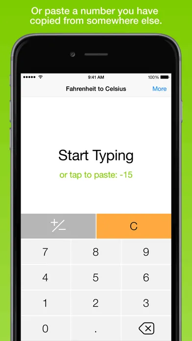 Capturas de tela do Fahrenheit To Celsius, the fastest temperature converter