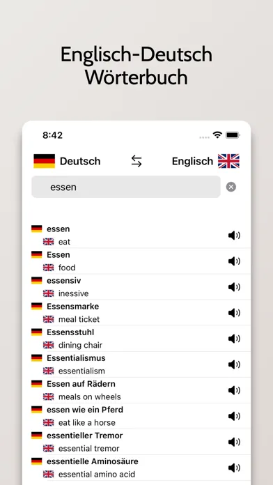 Tangkapan skrin Englisch-Deutsch Wörterbuch