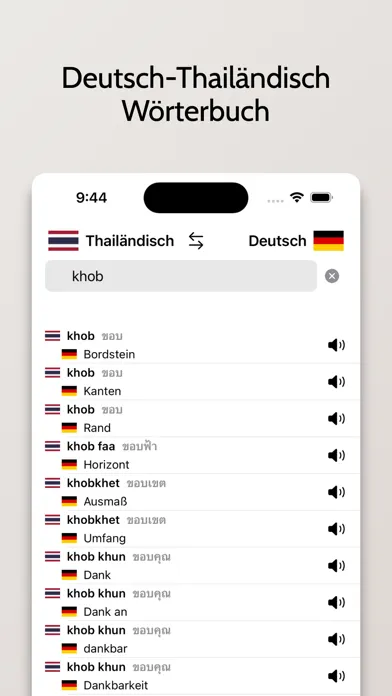 Zrzuty ekranu Thailändisch-Deutsch