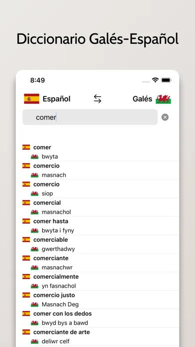 Diccionario Galés-Español Ekran Görüntüleri
