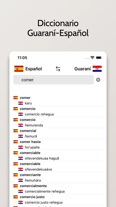 Tangkapan layar Diccionario Guaraní-Español