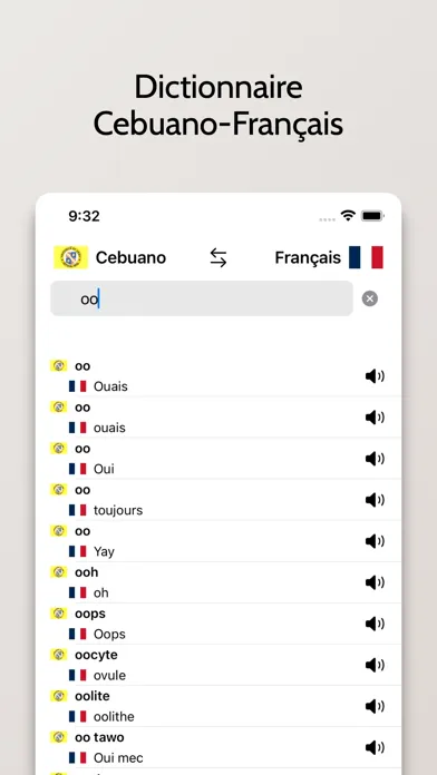 Ảnh chụp màn hình của Dictionnaire Cebuano-Français