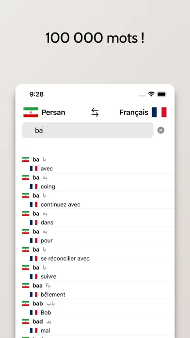 Tangkapan layar Dictionnaire Persan-Français