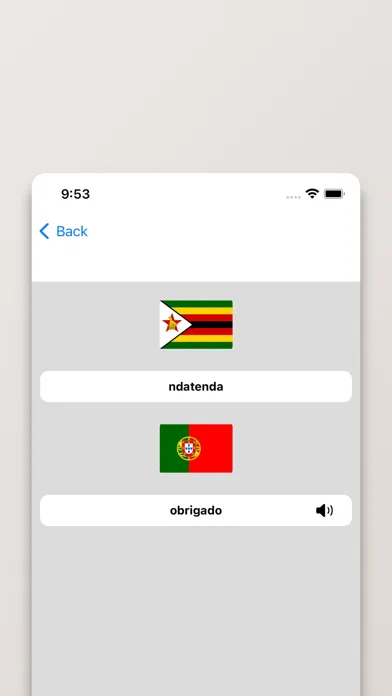 Tangkapan skrin Dicionário Xona-Português