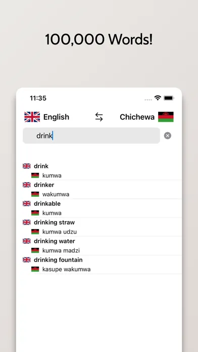 Chichewa-English Dictionary Screenshots