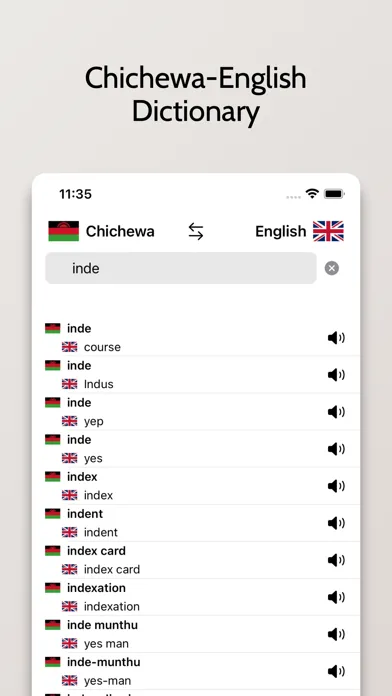 Chichewa-English Dictionary Screenshots