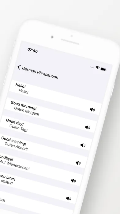 Zrzuty ekranu German Phrasebook (Travel)