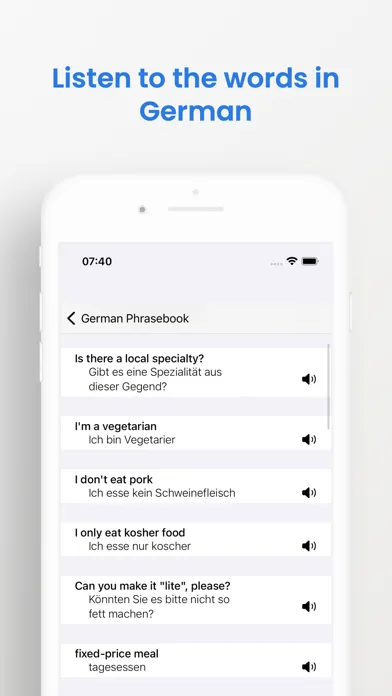 Zrzuty ekranu German Phrasebook (Travel)