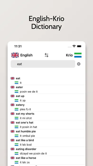 Krio-English Dictionary Ekran Görüntüleri