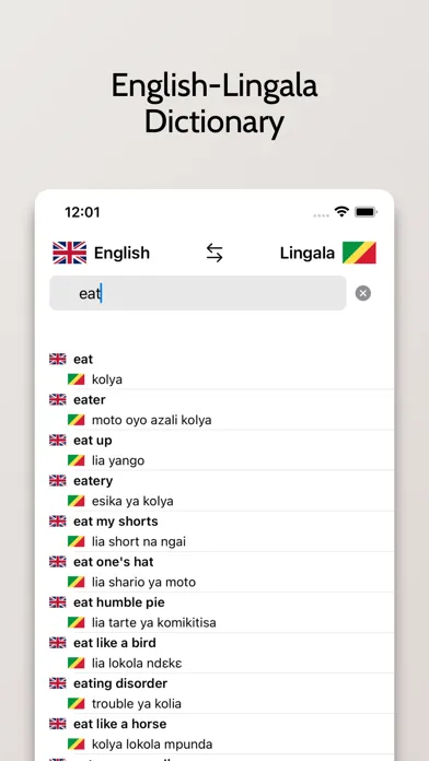 Ảnh chụp màn hình của Lingala-English Dictionary