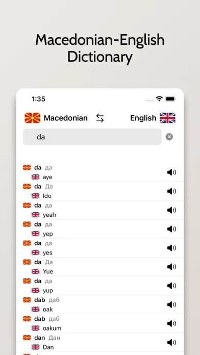 Macedonian-English Dictionary Screenshots