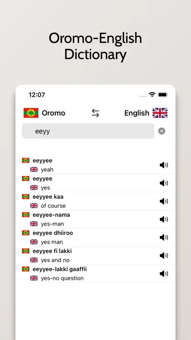 ภาพหน้าจอของ Oromo-English Dictionary