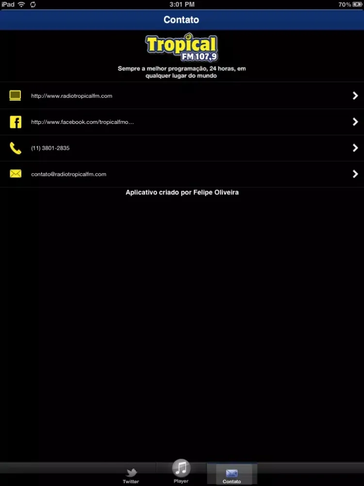 تصاویر Rádio Tropical FM - São Paulo iPad 