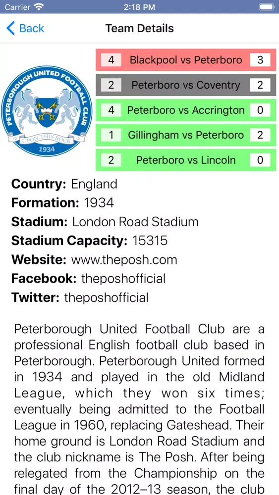 Capturas de pantalla de InfoLeague - English League 1