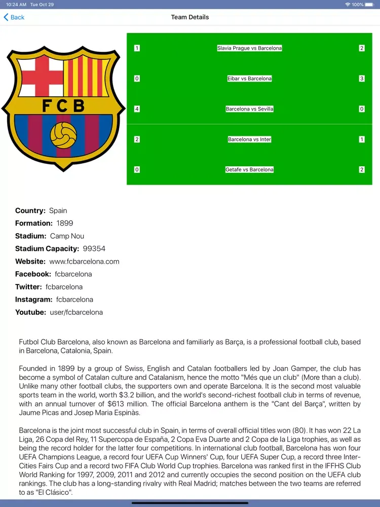Скриншоты InfoLeague - Spanish Liga iPad 