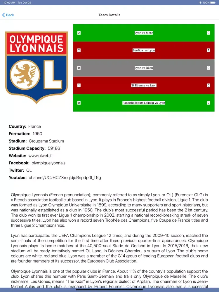 InfoLeague - French Ligue 1 iPad  स्क्रीनशॉट