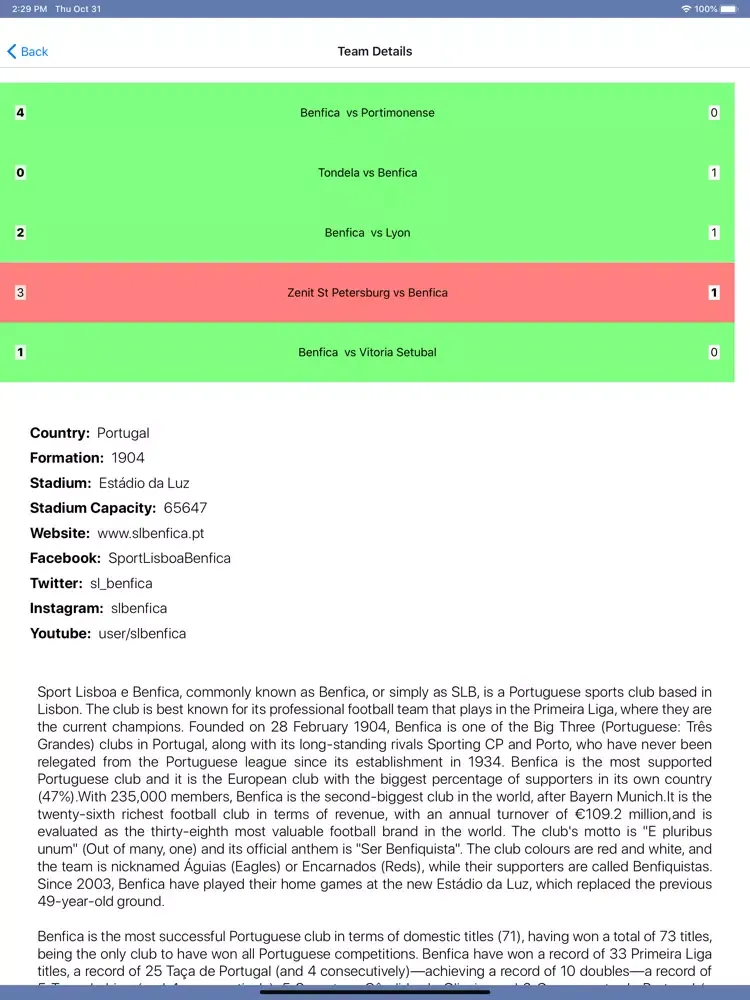 InfoLeague Portuguese Division iPad  Screenshots