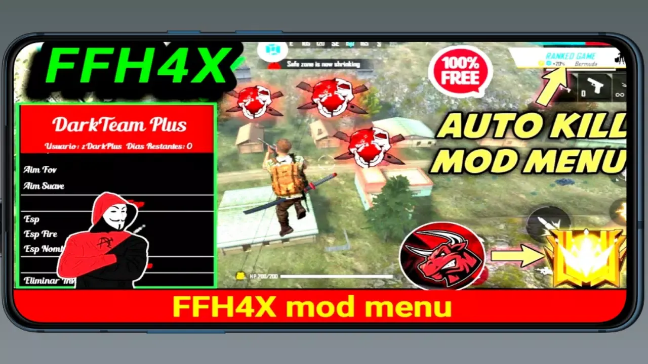 Capturas de pantalla de FFH4X mod menu hack ff