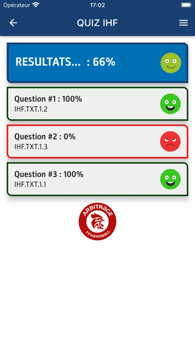 Capturas de tela do FFHandball QUIZ règles du jeu
