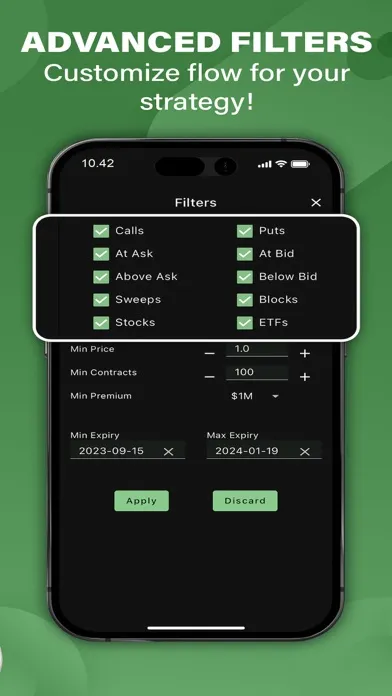 Capturas de tela do Flow Greeks : Unusual Options