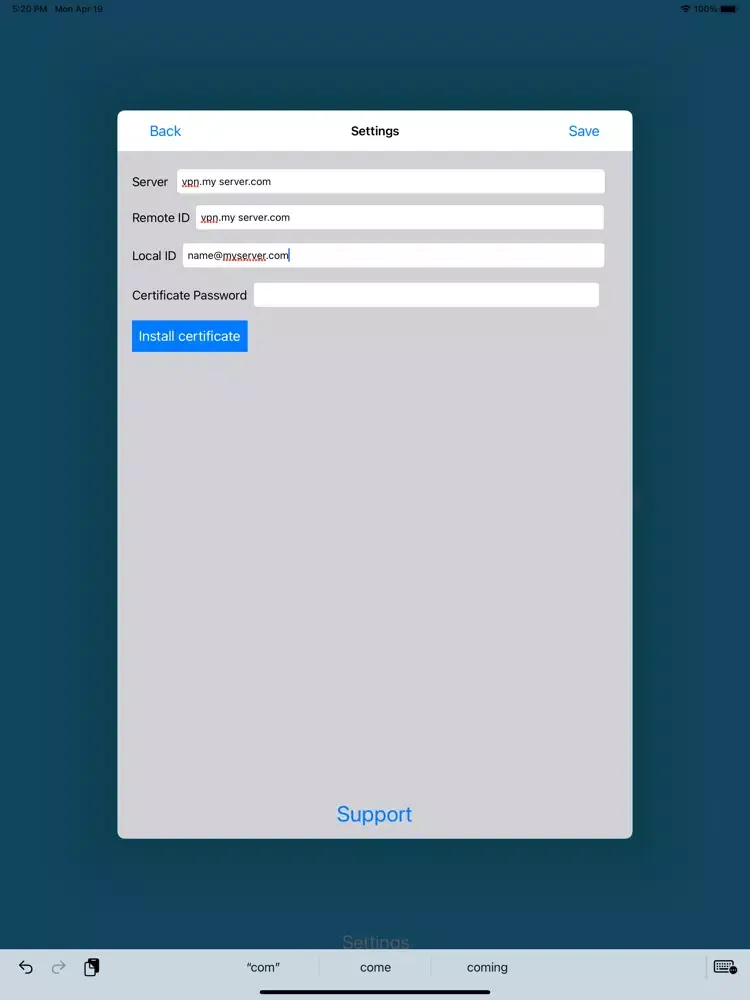 VPN 2 office iPad  スクリーンショット