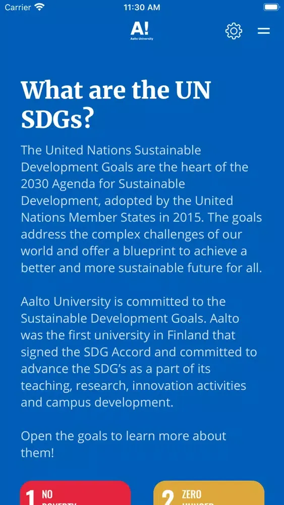 Screenshot di AaltoSDG
