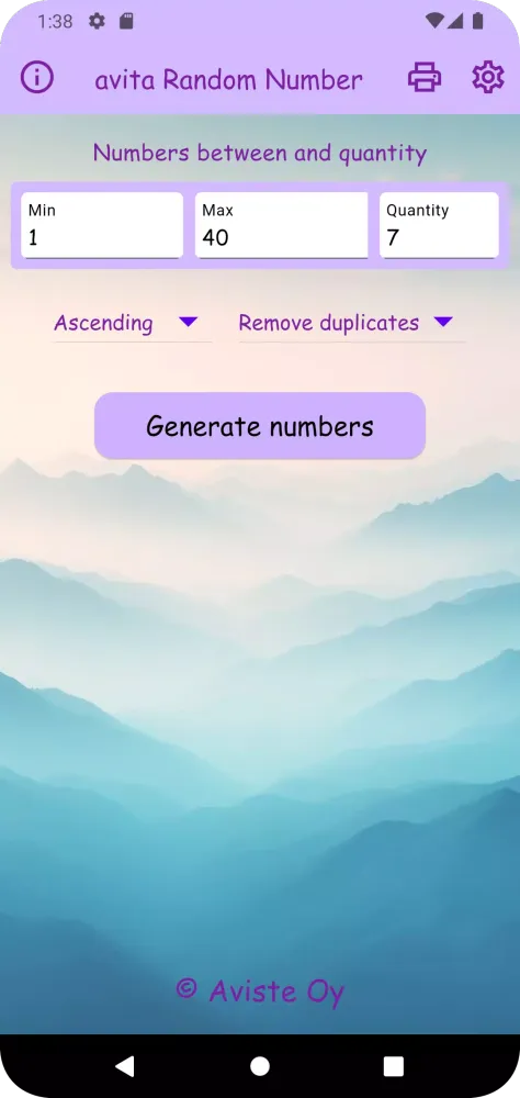 avita Random Number Generator Screenshots