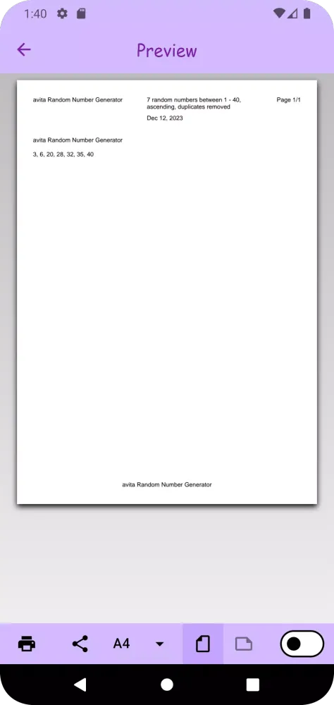 avita Random Number Generator Screenshots