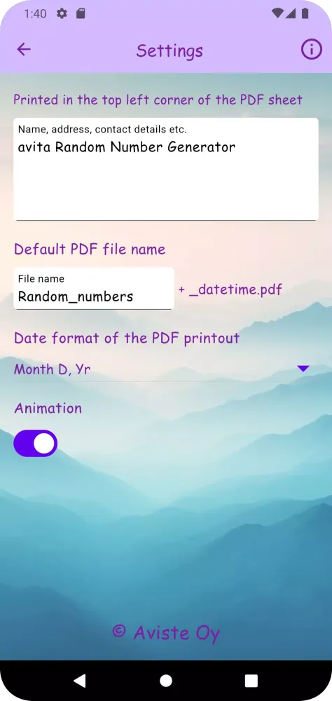 avita Random Number Generator Screenshots