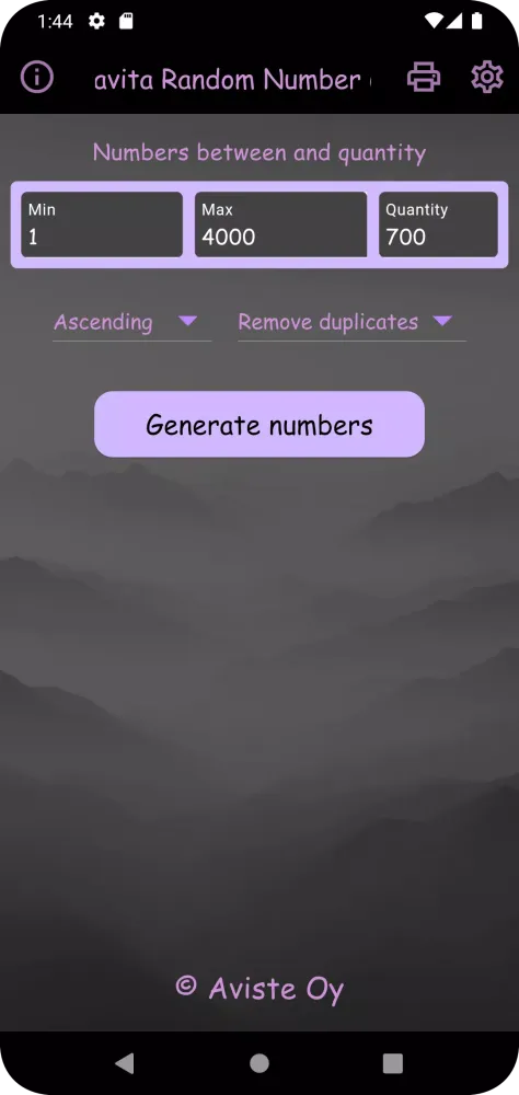 avita Random Number Generator Screenshots