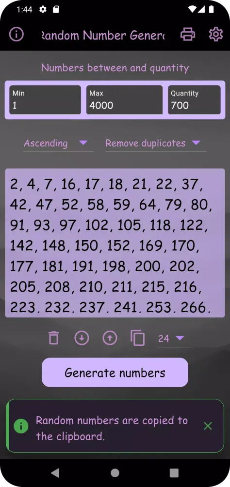 avita Random Number Generator Screenshots