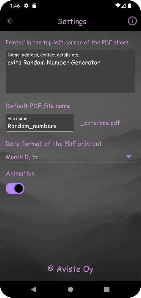 avita Random Number Generator Screenshots