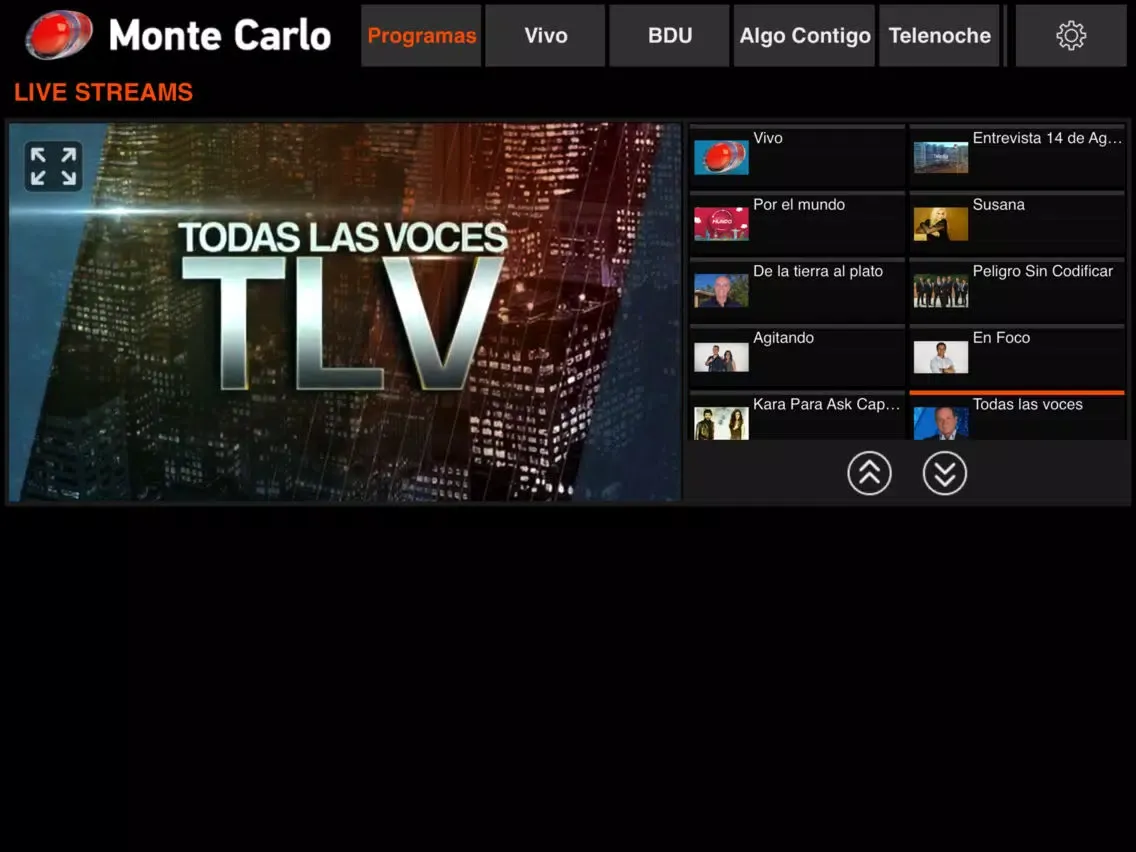 Screenshot di Monte Carlo Television iPad 
