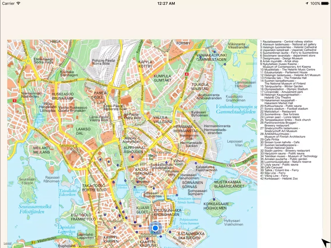 Map of Helsinki iPad  স্ক্রিনশট