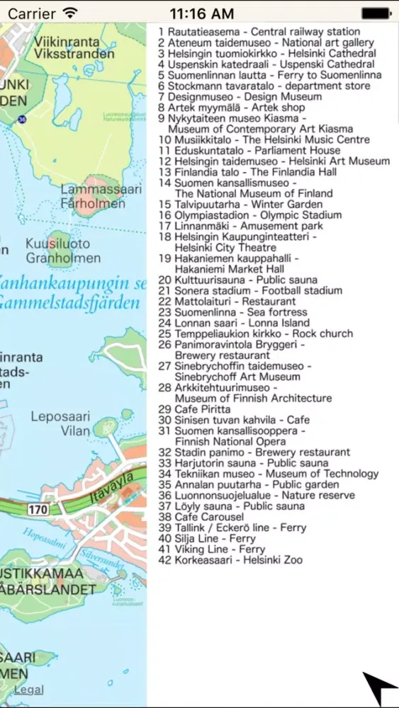 Map of Helsinki স্ক্রিনশট