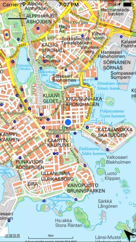 Ảnh chụp màn hình của Map of Helsinki 中文