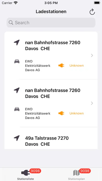 Screenshot di Ladestationen für Elektroautos