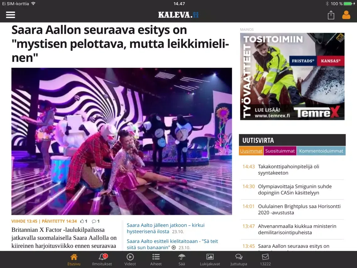 Zrzuty ekranu Kaleva.fi iPad 