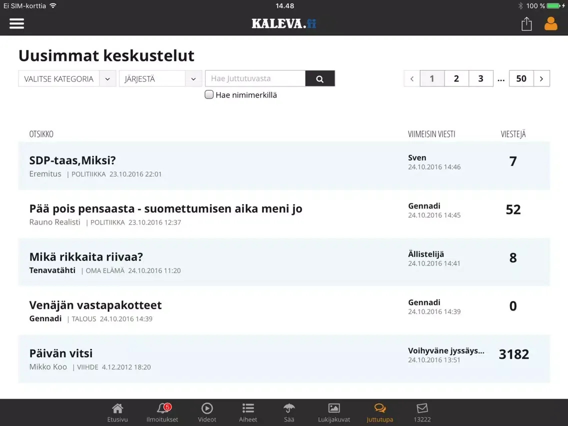 Zrzuty ekranu Kaleva.fi iPad 