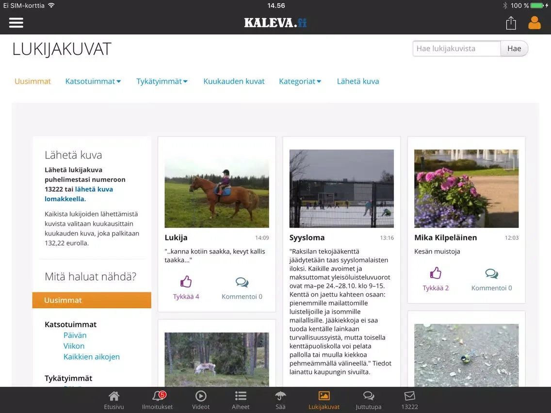 Zrzuty ekranu Kaleva.fi iPad 