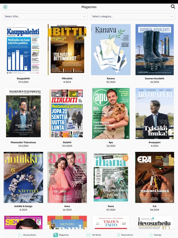 E-kirjasto iPad  Screenshots