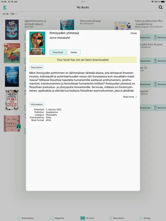 E-kirjasto iPad  Screenshots