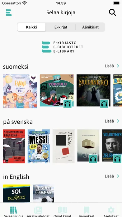 E-kirjasto Screenshots