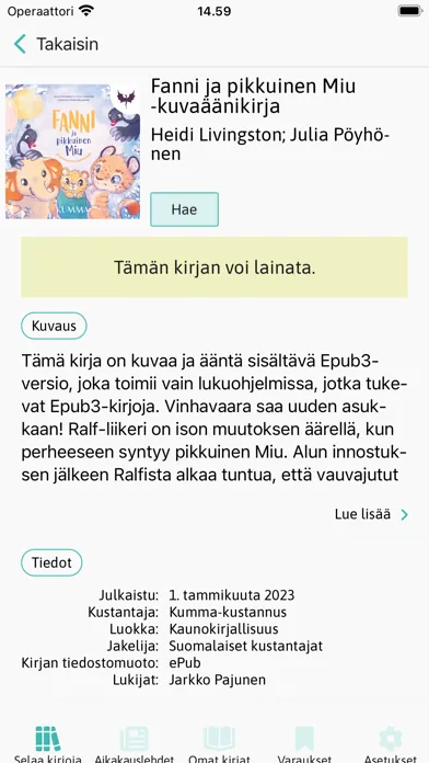 E-kirjasto Screenshots
