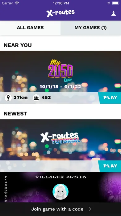 Tangkapan layar X-routes