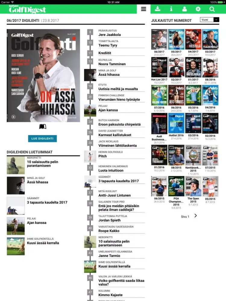 Golf Digest Suomi iPad 應用截圖