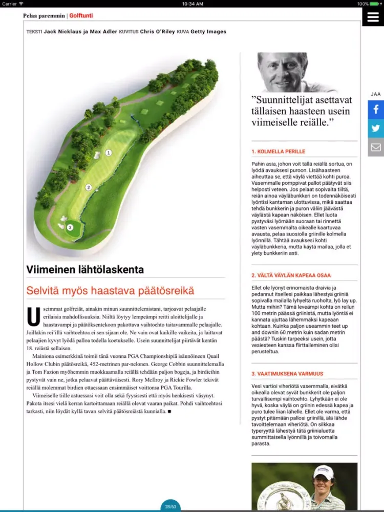 Golf Digest Suomi iPad 應用截圖