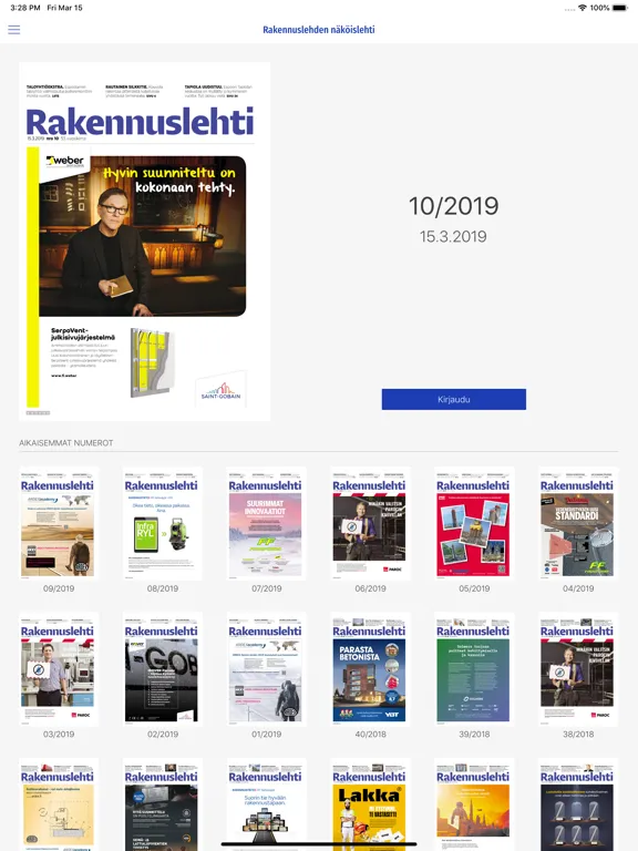 Ảnh chụp màn hình của Rakennuslehti iPad 
